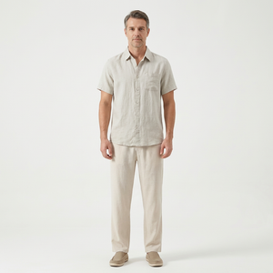 Landon - Short Sleeve Button-Up Shirt And Pants Set