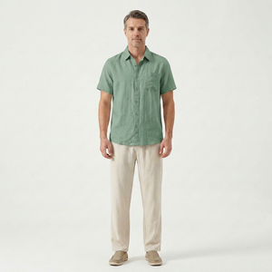 Landon - Short Sleeve Button-Up Shirt And Pants Set
