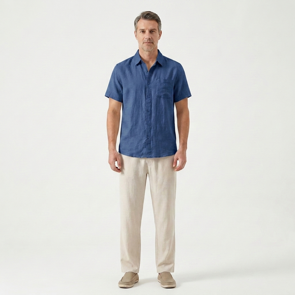 Landon - Short Sleeve Button-Up Shirt And Pants Set