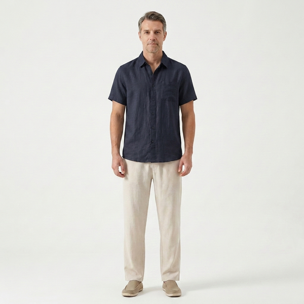 Landon - Short Sleeve Button-Up Shirt And Pants Set
