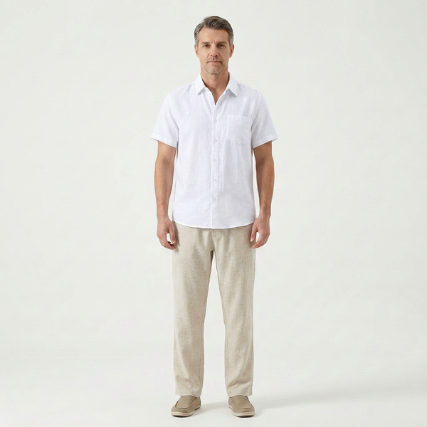 Landon - Short Sleeve Button-Up Shirt And Pants Set