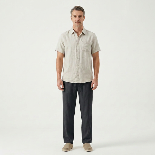 Landon - Short Sleeve Button-Up Shirt And Pants Set