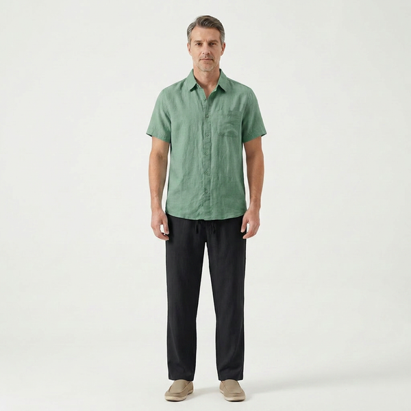 Landon - Short Sleeve Button-Up Shirt And Pants Set