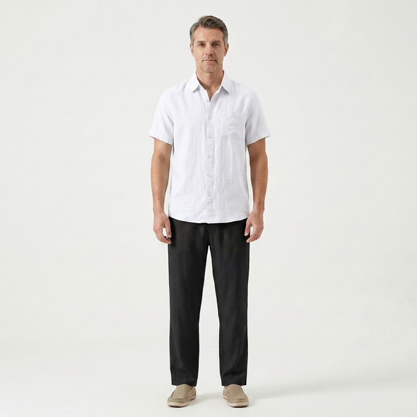 Landon - Short Sleeve Button-Up Shirt And Pants Set
