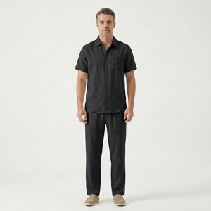 Landon - Short Sleeve Button-Up Shirt And Pants Set