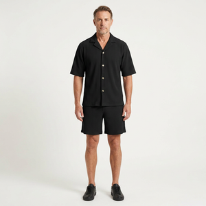 Jason - Striped Short Sleeve Shirt And Shorts Set