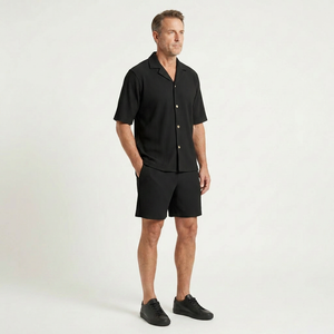 Jason - Striped Short Sleeve Shirt And Shorts Set