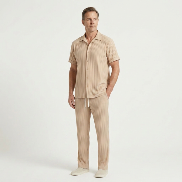 Ace - Long-Sleeve Pleated Two-Piece Set