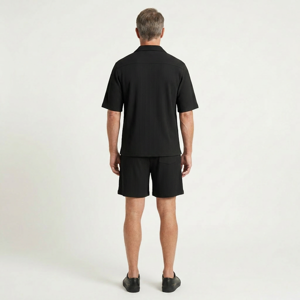 Jason - Striped Short Sleeve Shirt And Shorts Set