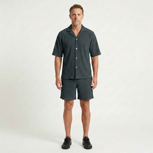 Jason - Striped Short Sleeve Shirt And Shorts Set