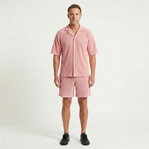 Jason - Striped Short Sleeve Shirt And Shorts Set