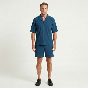 Jason - Striped Short Sleeve Shirt And Shorts Set