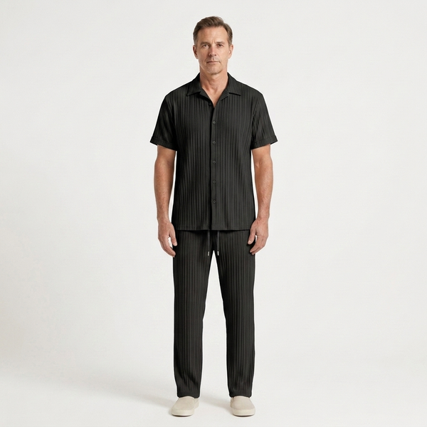 Ace - Long-Sleeve Pleated Two-Piece Set