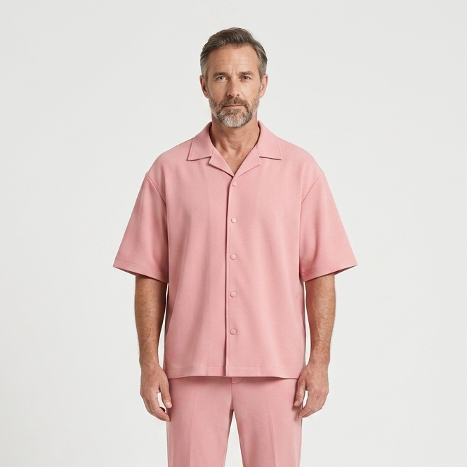 Gavin - Short-Sleeve Button-Up Shirt And Pants Set
