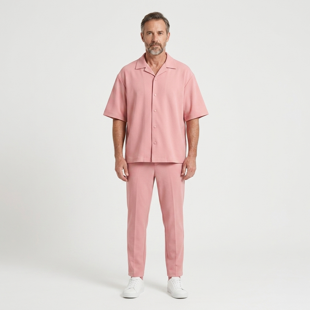 Gavin - Short-Sleeve Button-Up Shirt And Pants Set