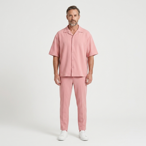 Gavin - Short-Sleeve Button-Up Shirt And Pants Set