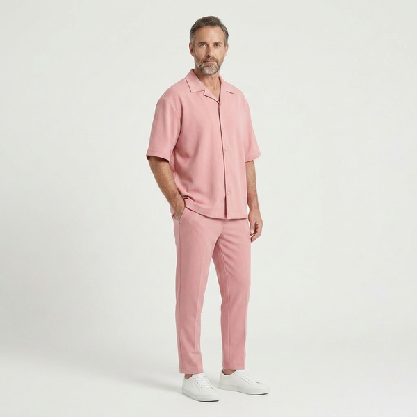 Gavin - Short-Sleeve Button-Up Shirt And Pants Set