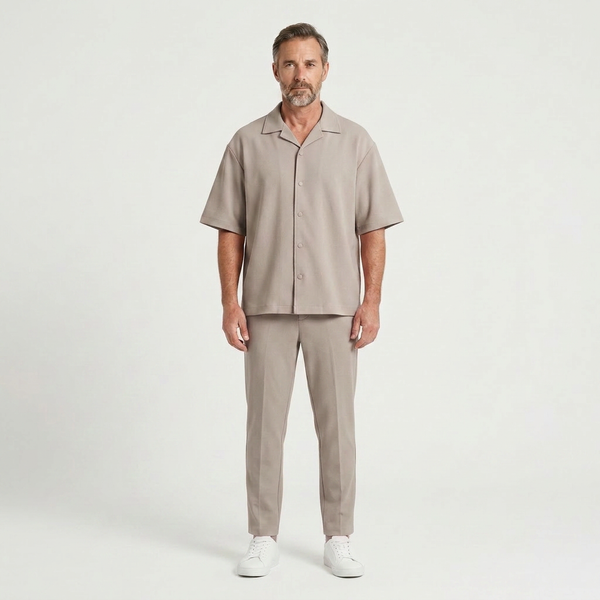 Gavin - Short-Sleeve Button-Up Shirt And Pants Set
