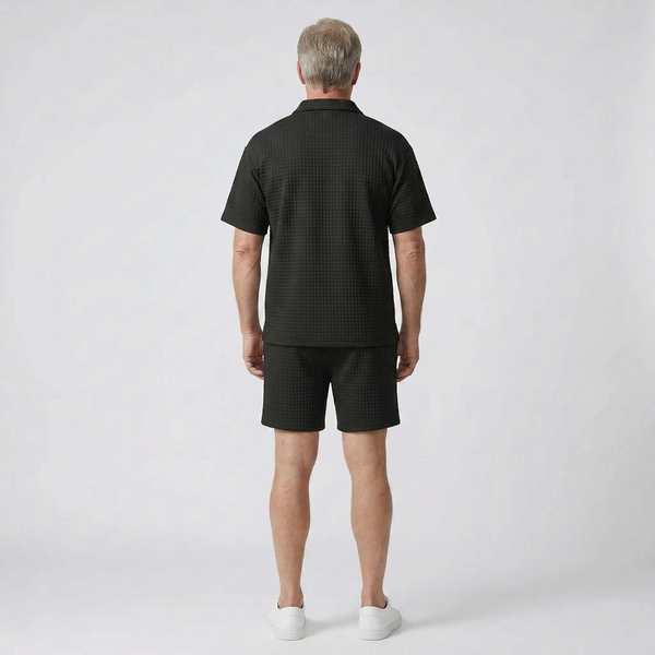 Cole - Textured Short-Sleeve Polo And Shorts Set