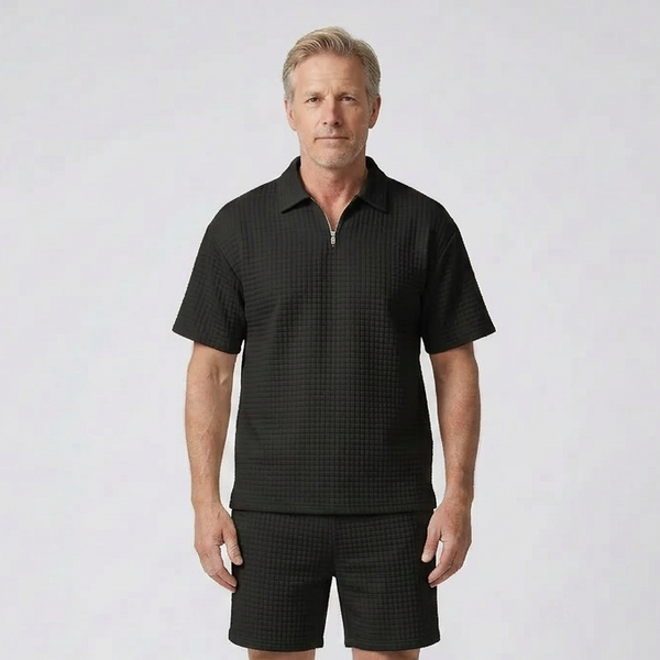 Cole - Textured Short-Sleeve Polo And Shorts Set