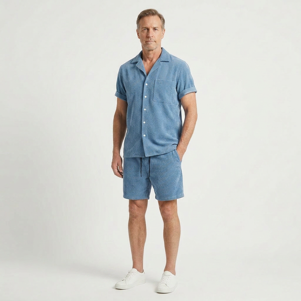Brandon - Short-Sleeve Button-Up Shirt And Shorts Set