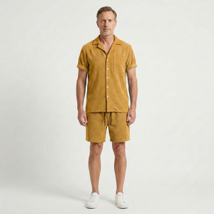 Brandon - Short-Sleeve Button-Up Shirt And Shorts Set