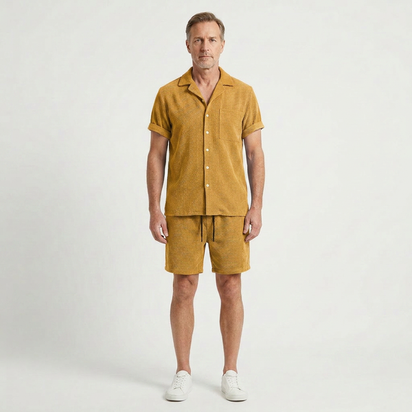 Brandon - Short-Sleeve Button-Up Shirt And Shorts Set