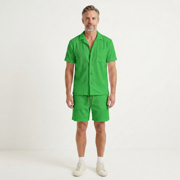 Adrian - Short-Sleeve Shirt And Shorts Set