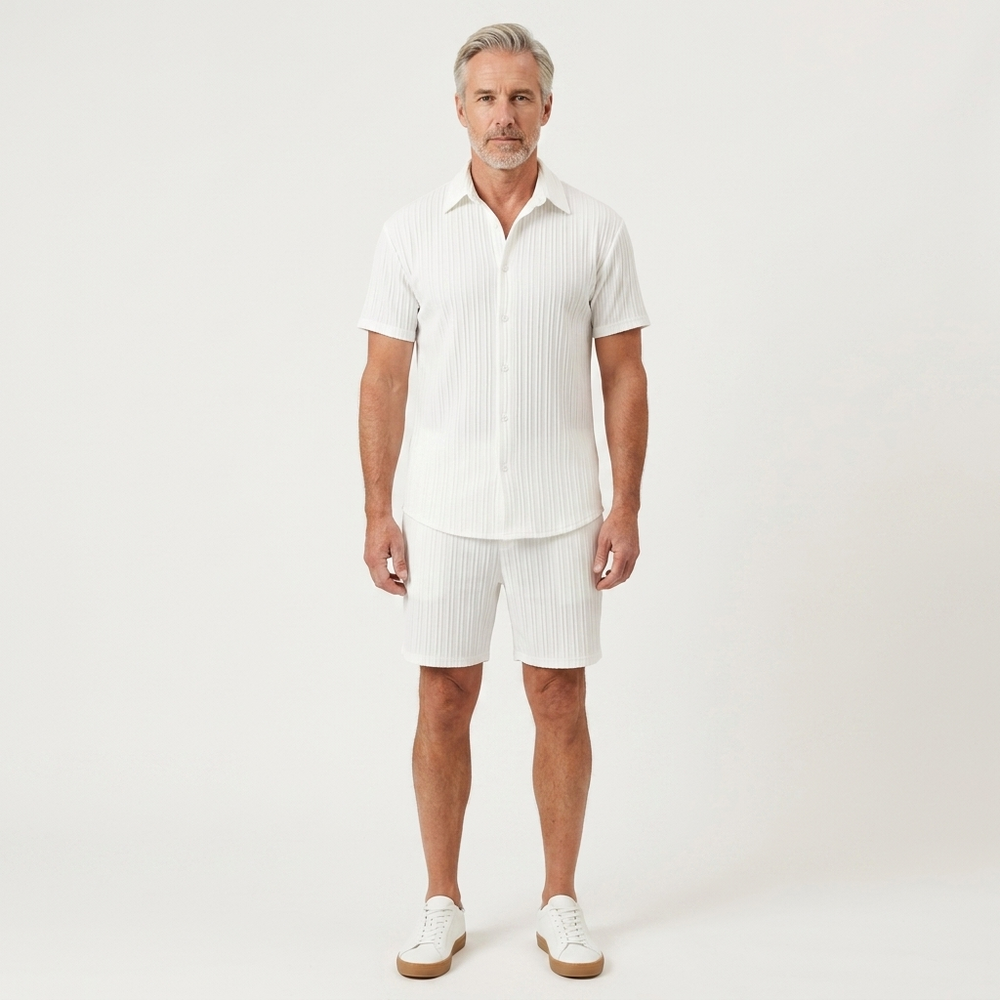 Isaiah - Matching Button-Up Shirt And Shorts Set