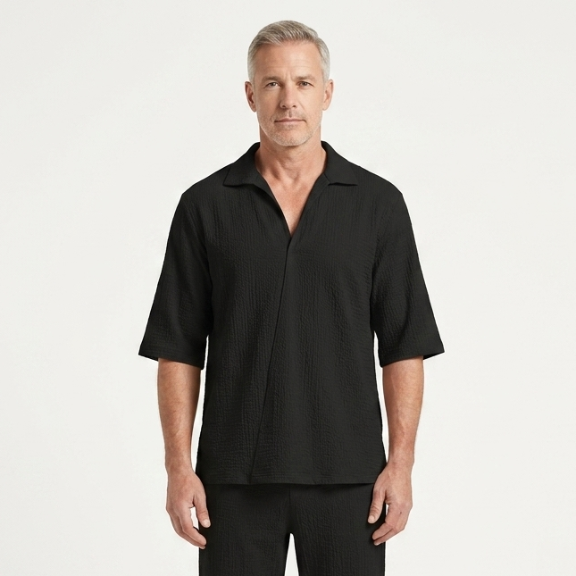 Caleb - Half-Sleeve Collared Shirt And Pants Set