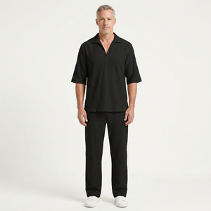 Caleb - Half-Sleeve Collared Shirt And Pants Set