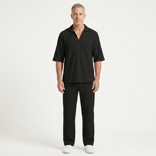 Caleb - Half-Sleeve Collared Shirt And Pants Set