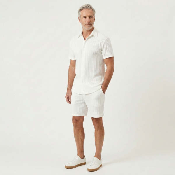 Isaiah - Matching Button-Up Shirt And Shorts Set