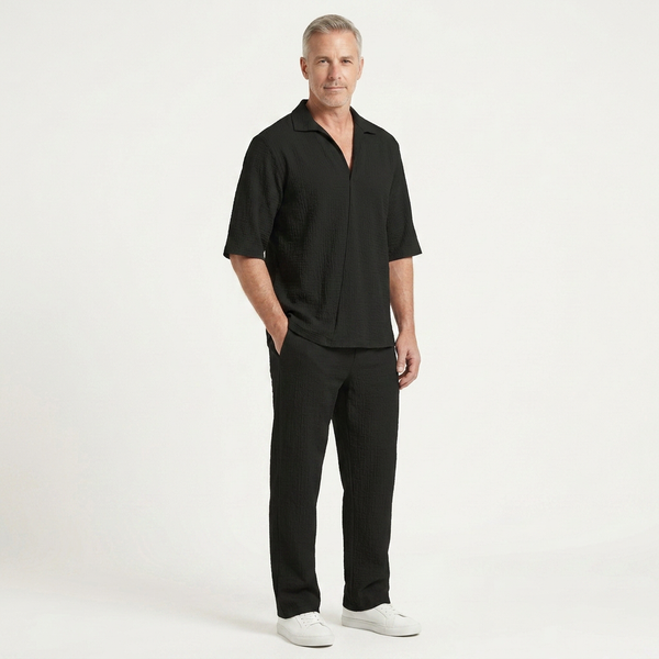 Caleb - Half-Sleeve Collared Shirt And Pants Set