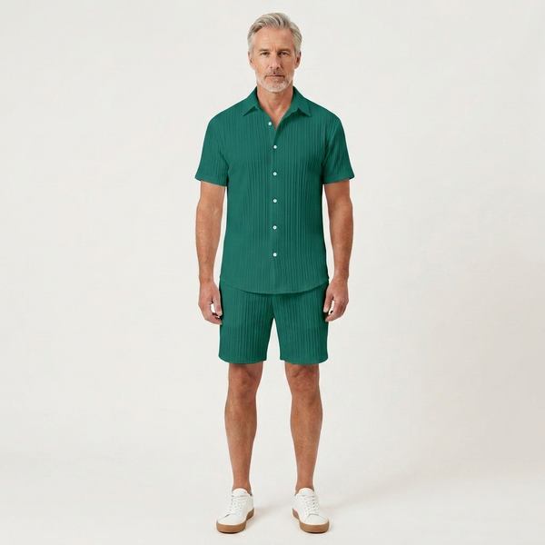 Isaiah - Matching Button-Up Shirt And Shorts Set