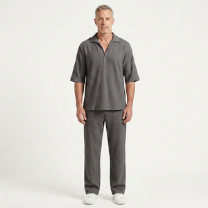 Caleb - Half-Sleeve Collared Shirt And Pants Set