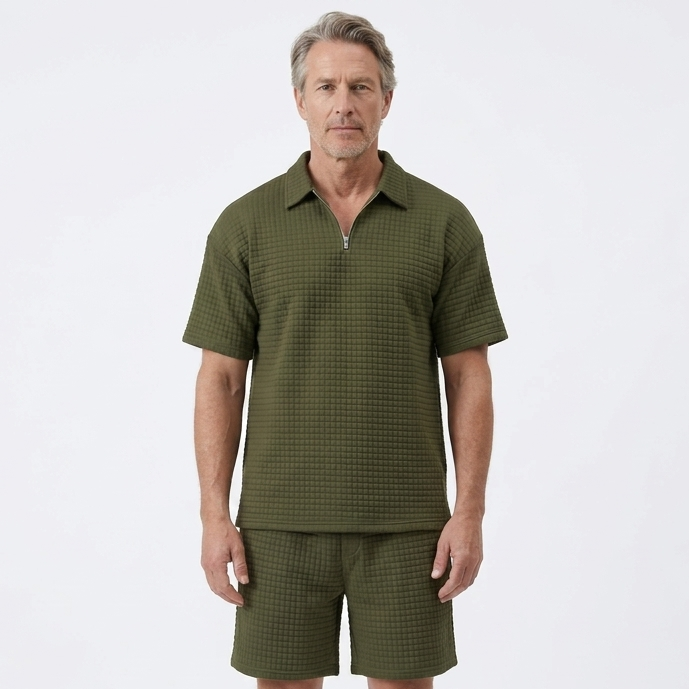 Liam - Matching Zip Polo And Shorts Set