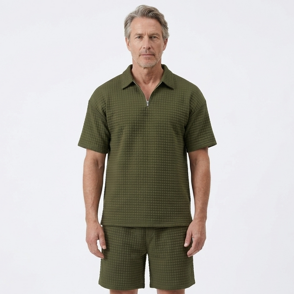 Liam - Matching Zip Polo And Shorts Set