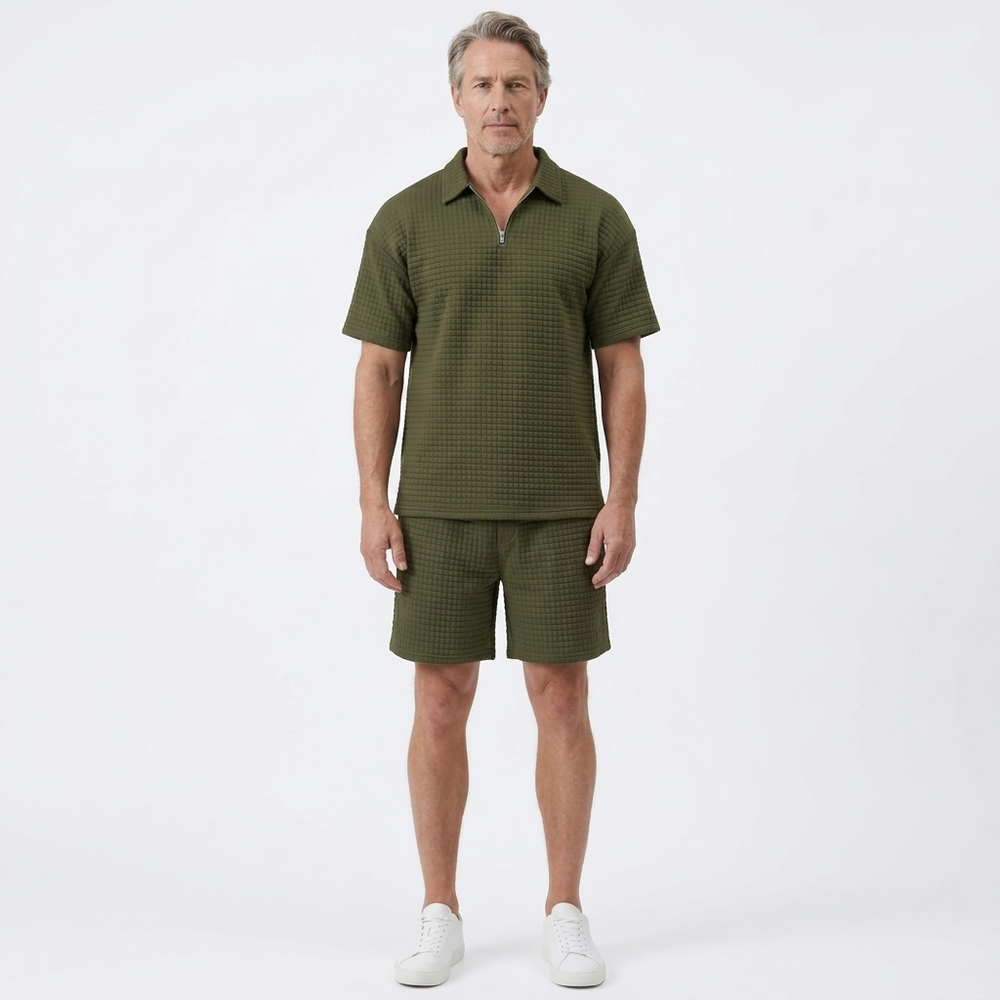 Liam - Matching Zip Polo And Shorts Set