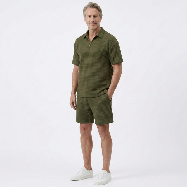 Liam - Matching Zip Polo And Shorts Set