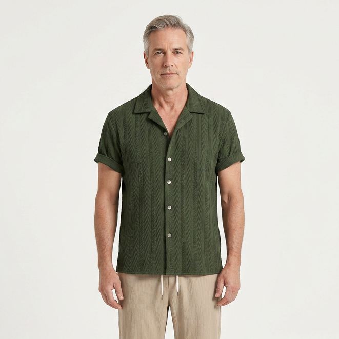 Elijah - Textured Short-Sleeve Shirt And Trouser Set