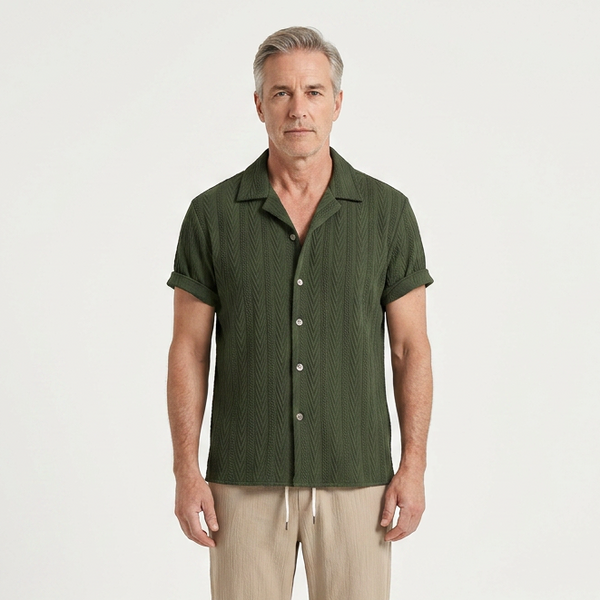 Elijah - Textured Short-Sleeve Shirt And Trouser Set