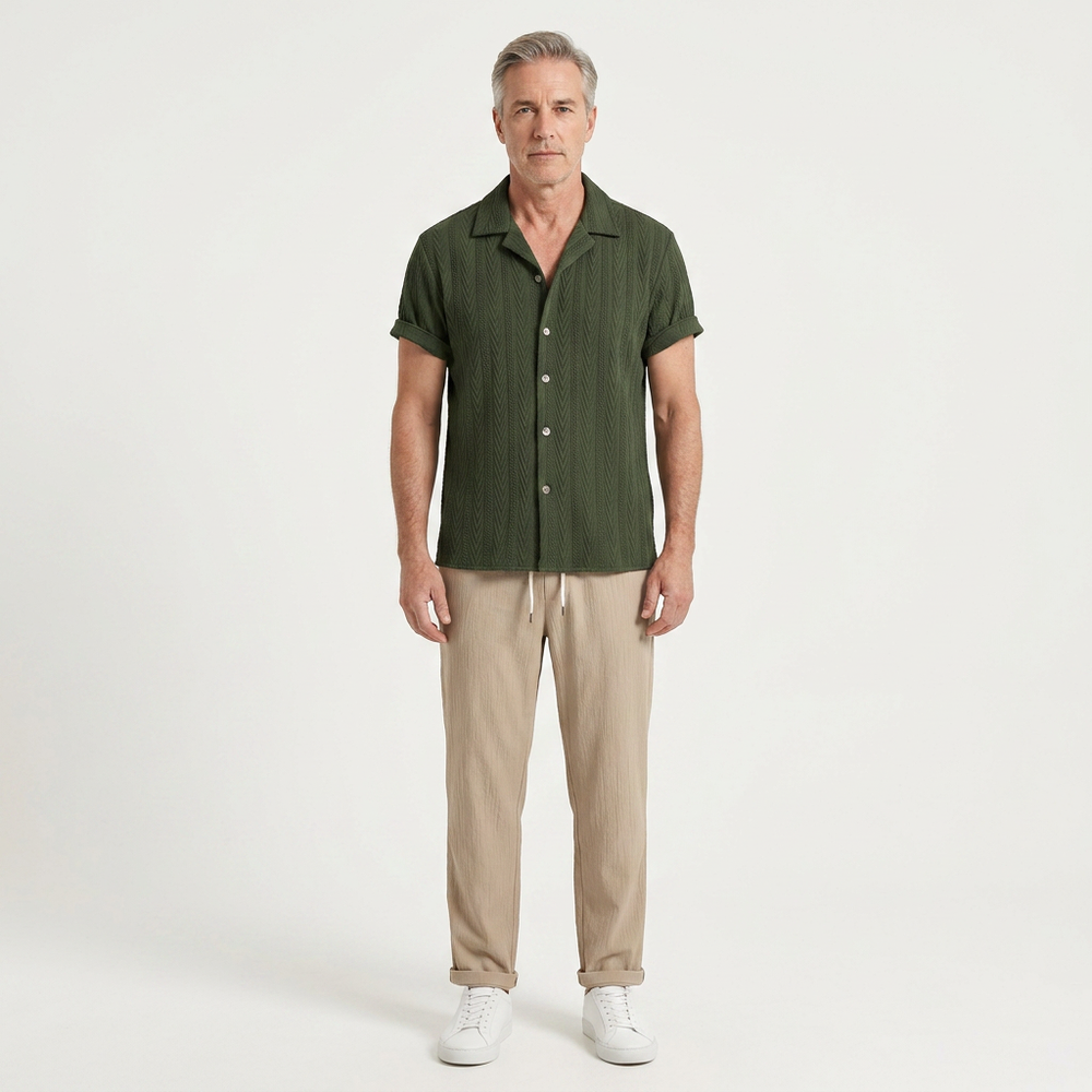 Elijah - Textured Short-Sleeve Shirt And Trouser Set