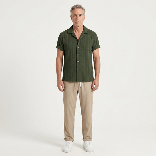 Elijah - Textured Short-Sleeve Shirt And Trouser Set