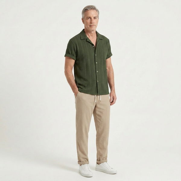 Elijah - Textured Short-Sleeve Shirt And Trouser Set