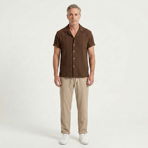 Elijah - Textured Short-Sleeve Shirt And Trouser Set