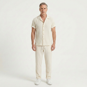 Elijah - Textured Short-Sleeve Shirt And Trouser Set