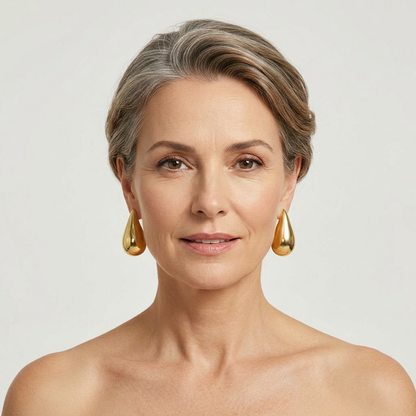 Dropelle - Chunky Hoop And Waterdrop Earring Set