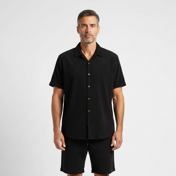 Stefan - Short Sleeve Button-Up Shirt And Shorts Set