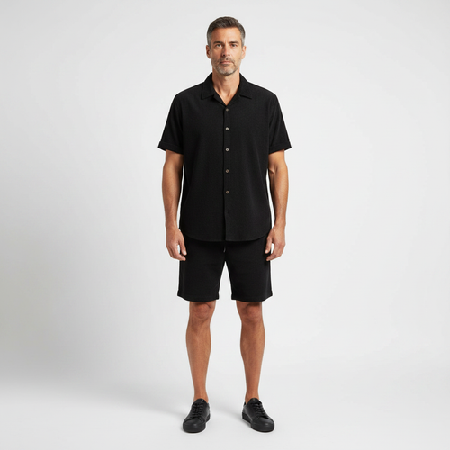 Stefan - Short Sleeve Button-Up Shirt And Shorts Set